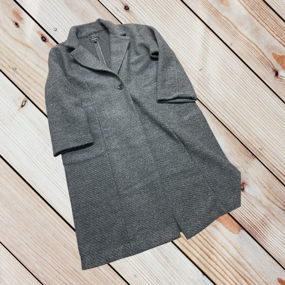 Banana Republic XL dark charcoal 32% wool long coat - Picture 2 of 16